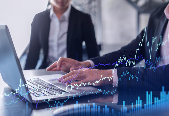 image of global stock market data on a screen